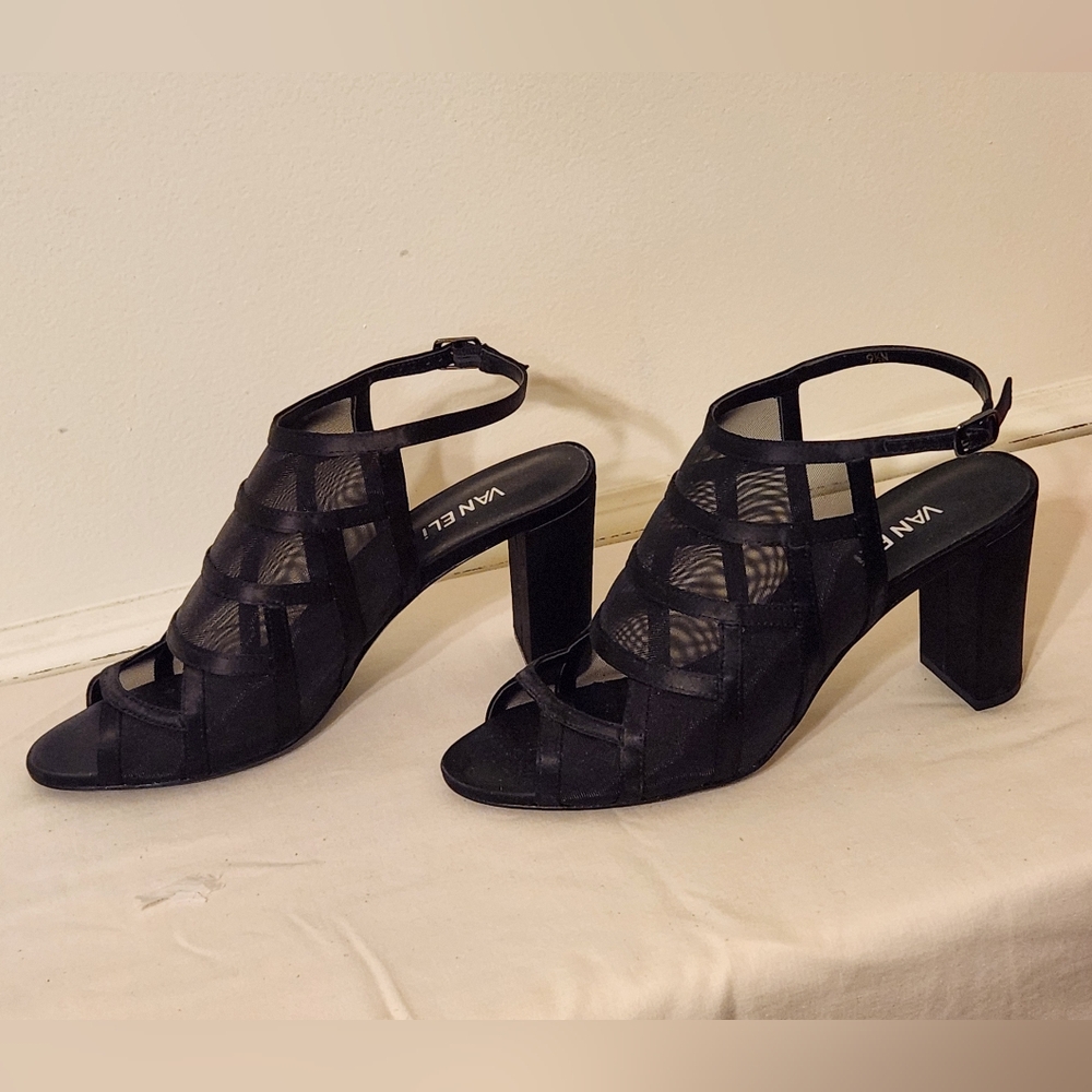 Vaneli BELLIN Black Satin Block heels 9.5N